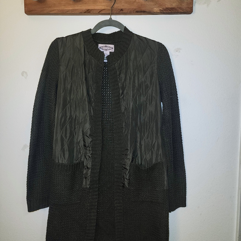 Olive Green Quilted Long Swester